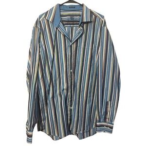 $199 BUGATCHI Uomo multi color striped button up shirt, men’s sz XXL business​